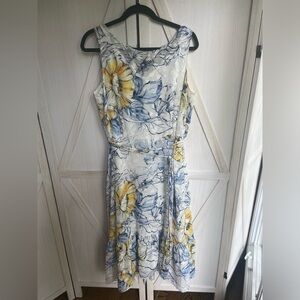 Gabby Skye Floral Maxi Dress Size 14W 3-D Embroidered Flowers